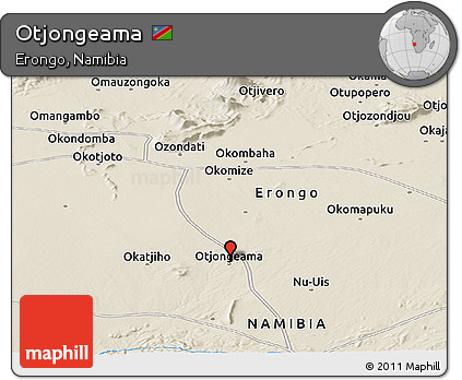 Shaded Relief Panoramic Map of Otjongeama