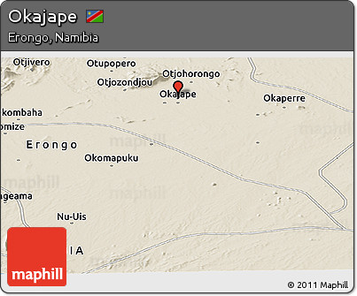Shaded Relief Panoramic Map of Okajape