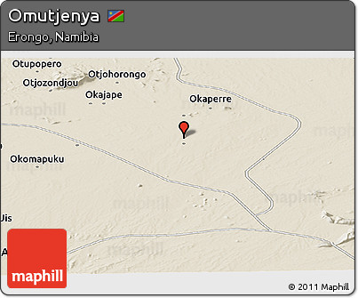 Shaded Relief Panoramic Map of Omutjenya