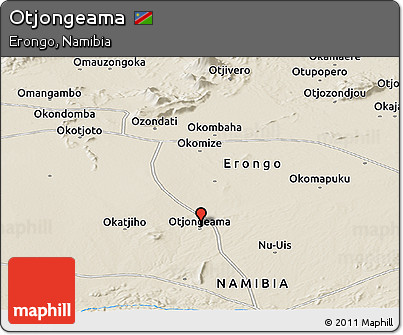 Shaded Relief Panoramic Map of Otjongeama