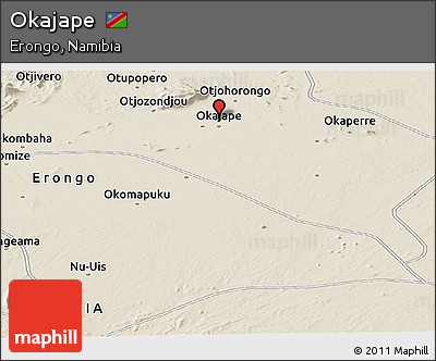 Shaded Relief Panoramic Map of Okajape