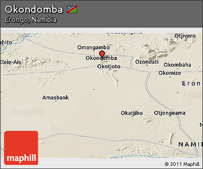 Shaded Relief Panoramic Map of Okondomba