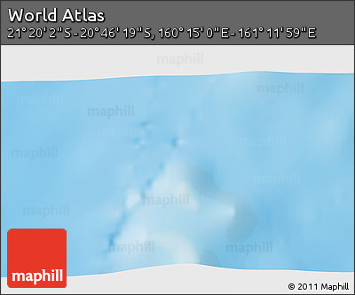Physical 3D Map of the Area around 21° 3' 11" S, 160° 43' 29" E
