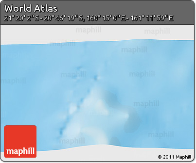 Physical 3D Map of the Area around 21° 3' 11" S, 160° 43' 29" E