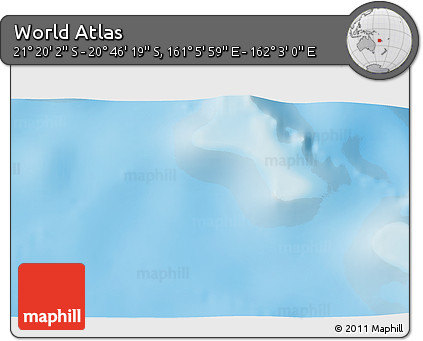 Physical 3D Map of the Area around 21° 3' 11" S, 161° 34' 29" E