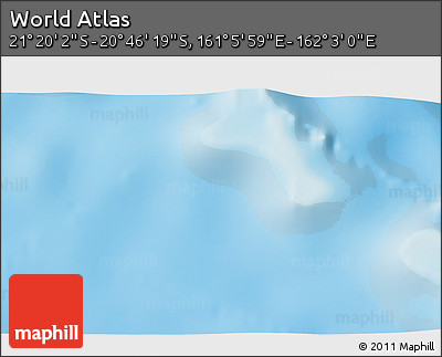 Physical 3D Map of the Area around 21° 3' 11" S, 161° 34' 29" E