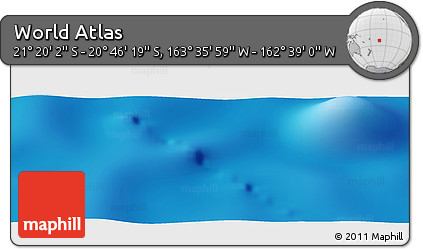 Physical Panoramic Map of the Area around 21° 3' 11" S, 163° 7' 30" W