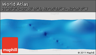 Physical Panoramic Map of the Area around 21° 3' 11" S, 163° 7' 30" W