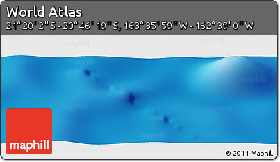 Physical Panoramic Map of the Area around 21° 3' 11" S, 163° 7' 30" W