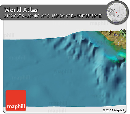 Satellite 3D Map of the Area around 21° 3' 11" S, 164° 7' 30" E