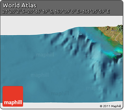 Satellite 3D Map of the Area around 21° 3' 11" S, 164° 7' 30" E