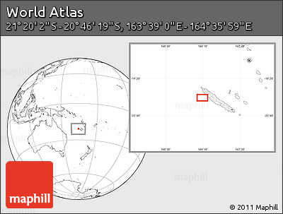 Blank Location Map of the Area around 21° 3' 11" S, 164° 7' 30" E