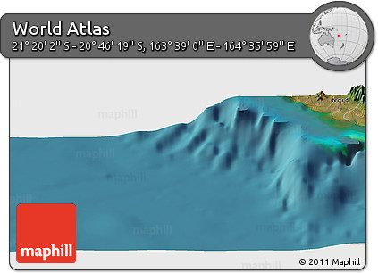 Satellite Panoramic Map of the Area around 21° 3' 11" S, 164° 7' 30" E