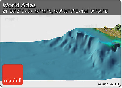 Satellite Panoramic Map of the Area around 21° 3' 11" S, 164° 7' 30" E