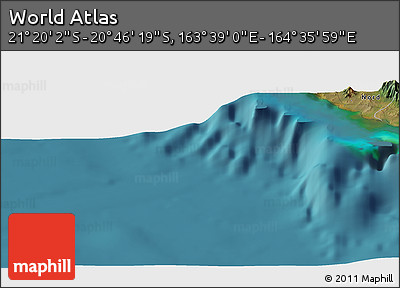 Satellite Panoramic Map of the Area around 21° 3' 11" S, 164° 7' 30" E