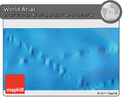 Physical 3D Map of the Area around 21° 3' 11" S, 16° 4' 29" W