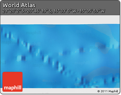 Physical 3D Map of the Area around 21° 3' 11" S, 16° 4' 29" W