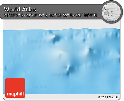 Physical 3D Map of the Area around 21° 3' 11" S, 170° 4' 29" E