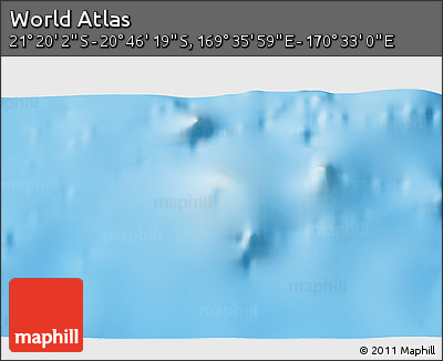 Physical 3D Map of the Area around 21° 3' 11" S, 170° 4' 29" E