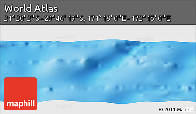 Physical Panoramic Map of the Area around 21° 3' 11" S, 171° 46' 30" E