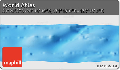 Physical Panoramic Map of the Area around 21° 3' 11" S, 171° 46' 30" E