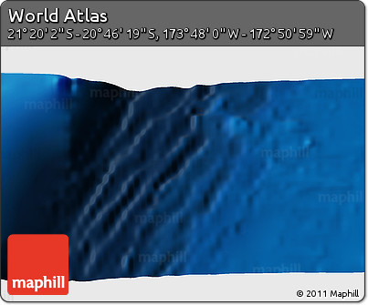 Physical 3D Map of the Area around 21° 3' 11" S, 173° 19' 29" W