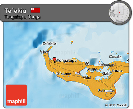 Political 3D Map of Te`ekiu