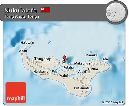 Shaded Relief 3D Map of Nuku`alofa