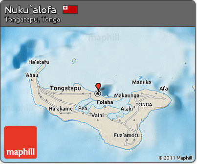 Shaded Relief 3D Map of Nuku`alofa
