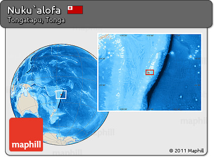 Shaded Relief Location Map of Nuku`alofa