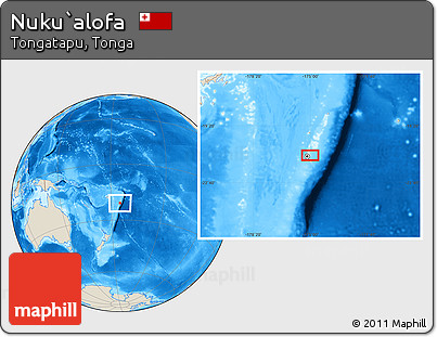 Shaded Relief Location Map of Nuku`alofa