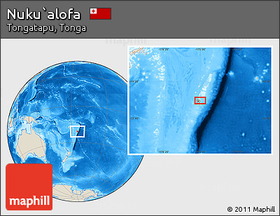 Shaded Relief Location Map of Nuku`alofa