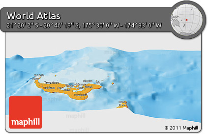 Political Panoramic Map of the Area around 21° 3' 11" S, 175° 1' 30" W