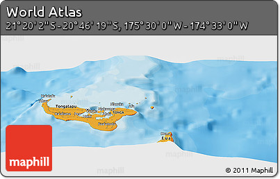 Political Panoramic Map of the Area around 21° 3' 11" S, 175° 1' 30" W