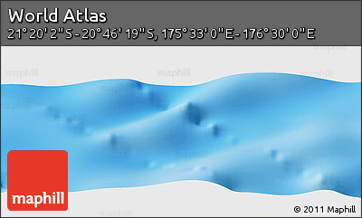 Physical Panoramic Map of the Area around 21° 3' 11" S, 176° 1' 30" E