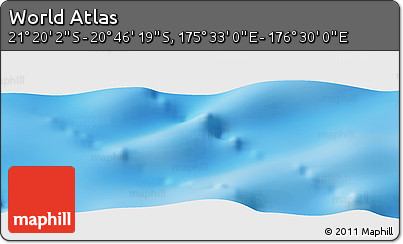 Physical Panoramic Map of the Area around 21° 3' 11" S, 176° 1' 30" E