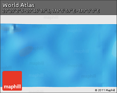 Physical 3D Map of the Area around 21° 3' 11" S, 178° 34' 29" E