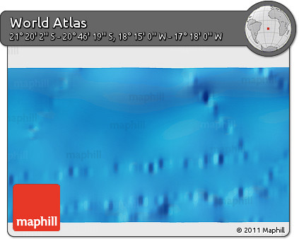Physical 3D Map of the Area around 21° 3' 11" S, 17° 46' 29" W