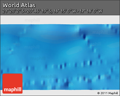 Physical 3D Map of the Area around 21° 3' 11" S, 17° 46' 29" W