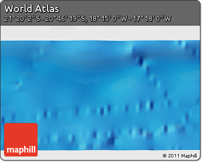 Physical 3D Map of the Area around 21° 3' 11" S, 17° 46' 29" W
