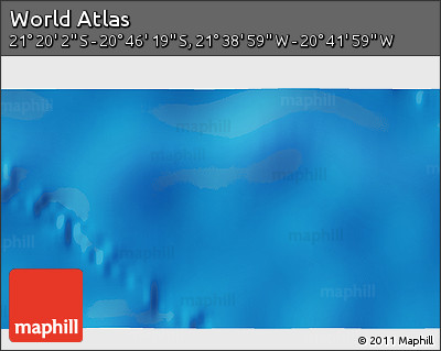 Physical 3D Map of the Area around 21° 3' 11" S, 21° 10' 29" W