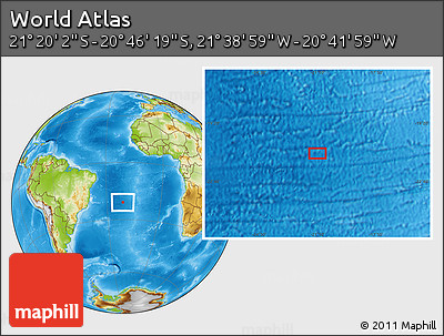 Physical Location Map of the Area around 21° 3' 11" S, 21° 10' 29" W