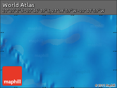 Physical Map of the Area around 21° 3' 11" S, 21° 10' 29" W