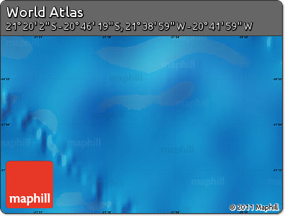 Physical Map of the Area around 21° 3' 11" S, 21° 10' 29" W
