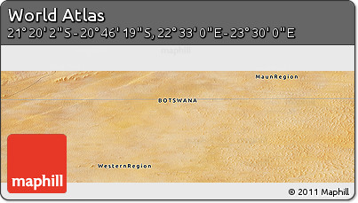 Satellite Panoramic Map of the Area around 21° 3' 11" S, 23° 1' 29" E