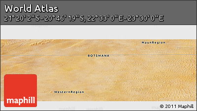 Satellite Panoramic Map of the Area around 21° 3' 11" S, 23° 1' 29" E
