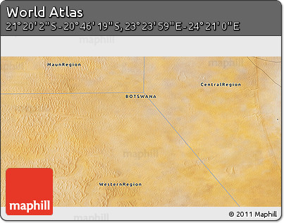 Satellite 3D Map of the Area around 21° 3' 11" S, 23° 52' 30" E