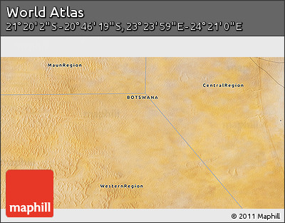 Satellite 3D Map of the Area around 21° 3' 11" S, 23° 52' 30" E