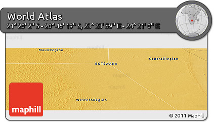 Physical Panoramic Map of the Area around 21° 3' 11" S, 23° 52' 30" E