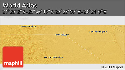 Physical Panoramic Map of the Area around 21° 3' 11" S, 23° 52' 30" E